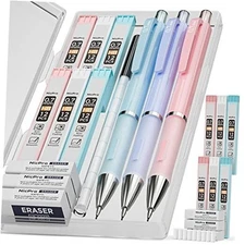  3PCS Pastel Mechanical Pencil Set with Case, 0.7 mm Pencils with 6 Tube 0.7mm