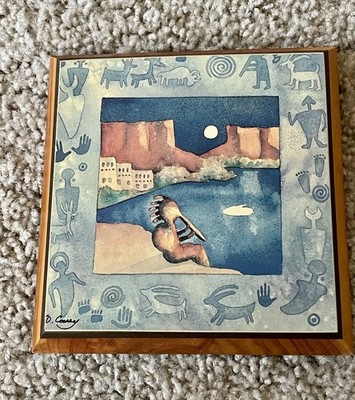 Kathy KD Cooney Petroglyphs Rocks Wall Plaque Decor Cedar Southwestern 5 x5''
