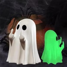 Middle Finger Cute Ghost Statue Small Scary G...