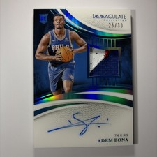 2024-25 Immaculate Adem Bona Rookie Patch Jersey Auto Number RC #25/30 76ers
