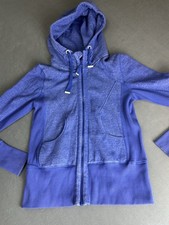Zella Hoodie Sweatshirt Blue Purple M Thumbholes Pocket Full Zip Yoga Running