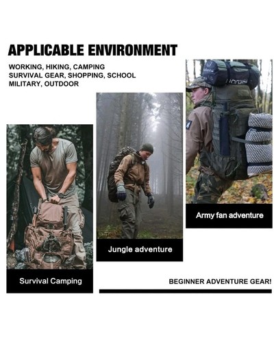 Mardingtop 60L Military Backpack for Hiking Camping Hunting Rucksack BrownKhaki - Bild 19 von 19