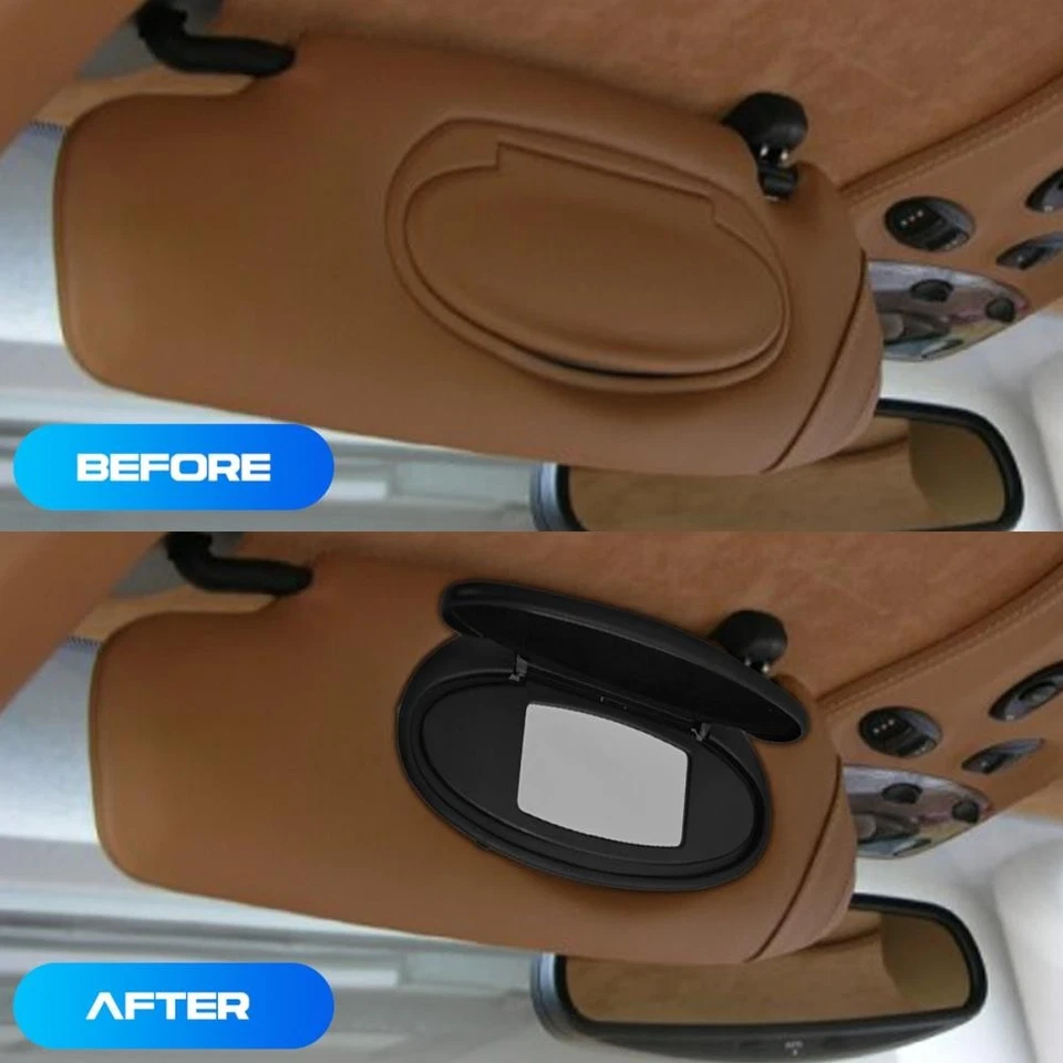 Vanity Sun Visor Mirror w/Base 2pcs For Porsche 911 Boxster Cayman 996 997 986 - Изображение 3 из 4