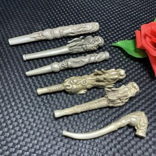 Tibetan Silver pipe Smoking Statue Sacred Dragon hand-made Tobacco rod 6pcs
