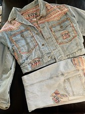 Get Used By Elie Jeans Jacket Set size 28  Lg I    80s 90s RARE