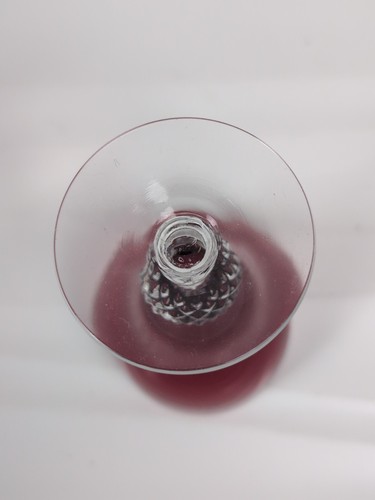 Morgantown Golf Ball Stem Ruby Red Cordial Goblet — 3 ⅞" - Picture 5 of 5
