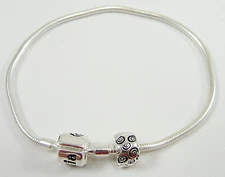 Petals by Halia Sterling Silver Charm Universal Bracelet 6.5” Safety Clip