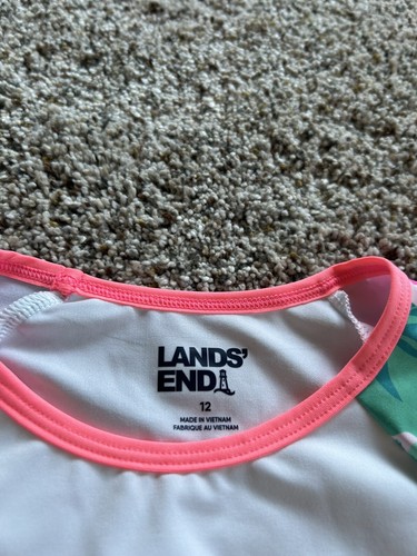 Lands End Size 12 Girls RashGuard Long Sleeve Swim Top & Bikini Bottoms Set Z24 - Picture 2 of 3