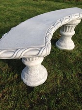 Gartenbank halbrund Bank Parkbank Steinbank Steinguss Beton 138 cm lang Neu