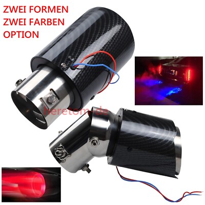 Auto Modifiziert Rot/Blau Led Schalldämpfer Spitze Ende Striaght/Gebogene Rohr