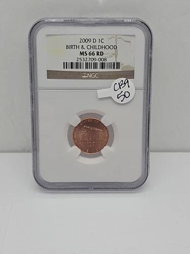 2009 D 1C LINCOLN CENT BIRTH & CHILDHOOD NGC MS66 RD CB9-50