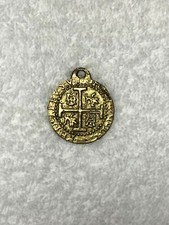 Vintage 20th Century Pirate Spanish Reales Coin Replica Charm Pendant / Necklace