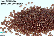 Miyuki Round Rocailles 11/0 Silver Lined Dyed Bronze Seed Bead RR-641