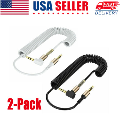 3.5mm Male to Male AUX Cable Cord L-Shaped Right Angle Car Audio Headphone Jack