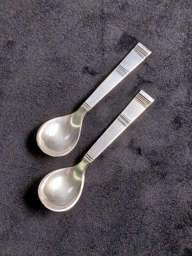 Lote de 2 cucharas de sal de plata esterlina H. NILS Grann & Laglye Dinamarca MCM Cardinal - Imagen 2 de 12