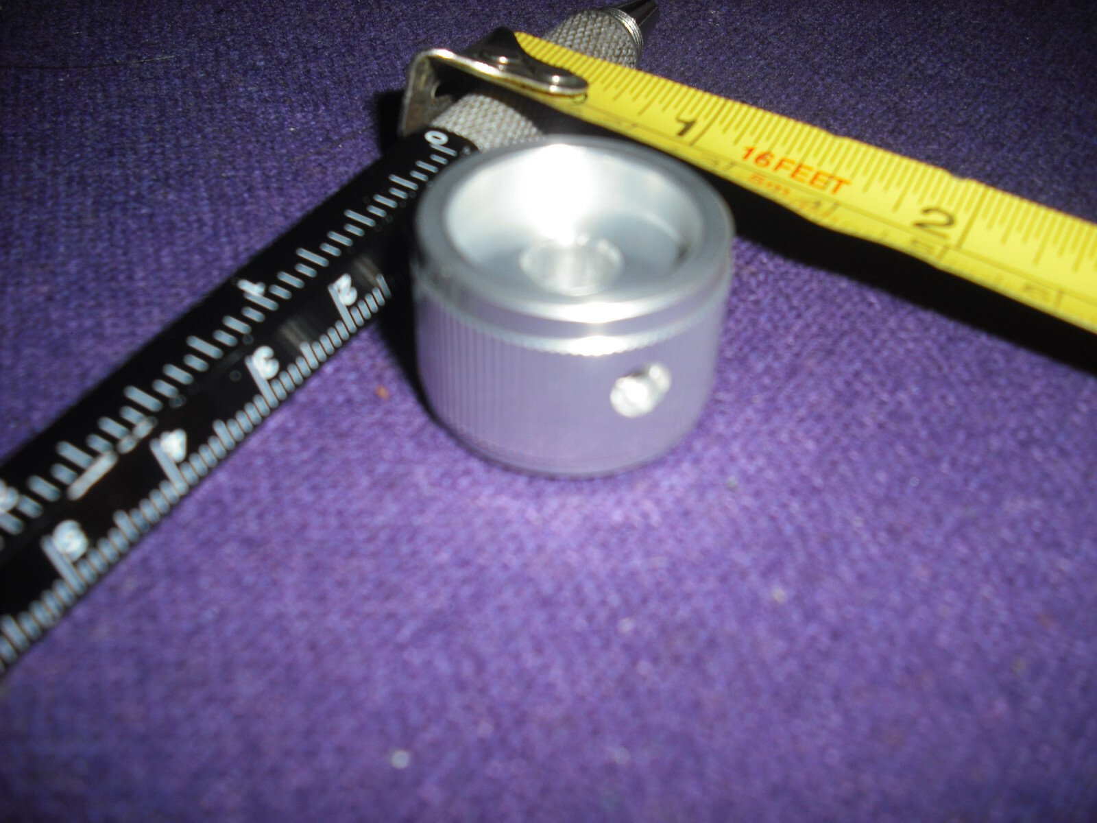 23.8mm silver fluted aluminium knob 6.35mm grub screw fixing solid