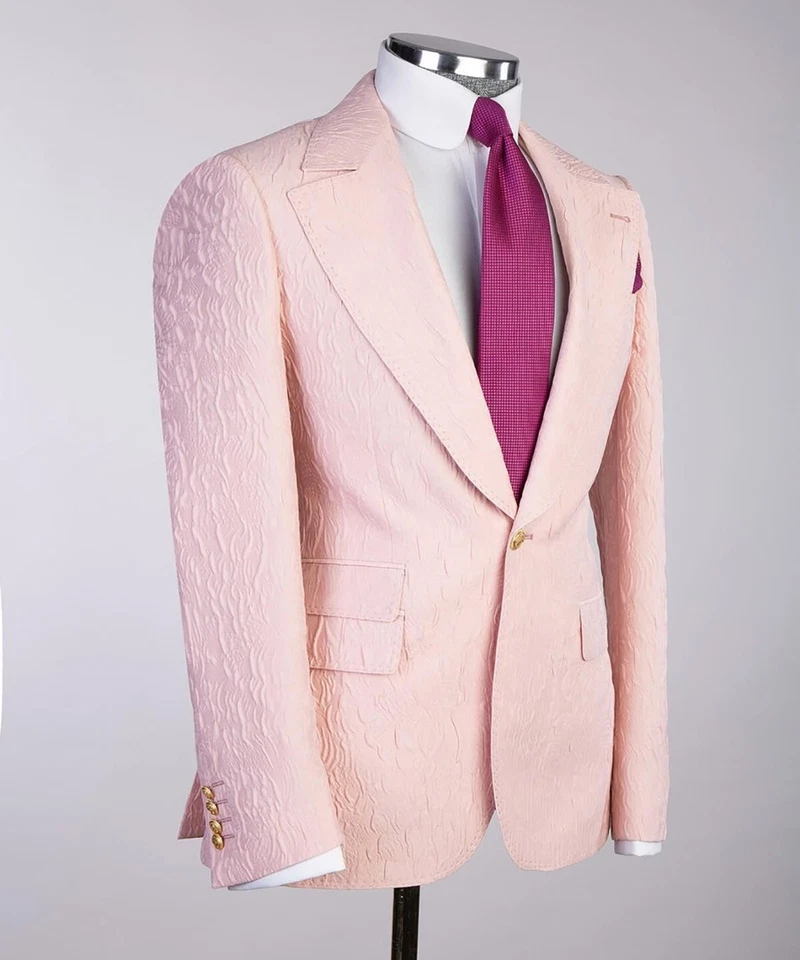 Trajes de Hombre Ajuste Regular Pico Solapa Formal Esmoquin Cena Formal Pecho Único Foto 2 de 4
