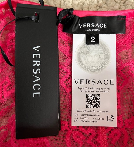 NWT Versace Pink Greca Logo Lace Gold Medusa High Waist Briefs Panty 2 US S $495 - Picture 24 of 24
