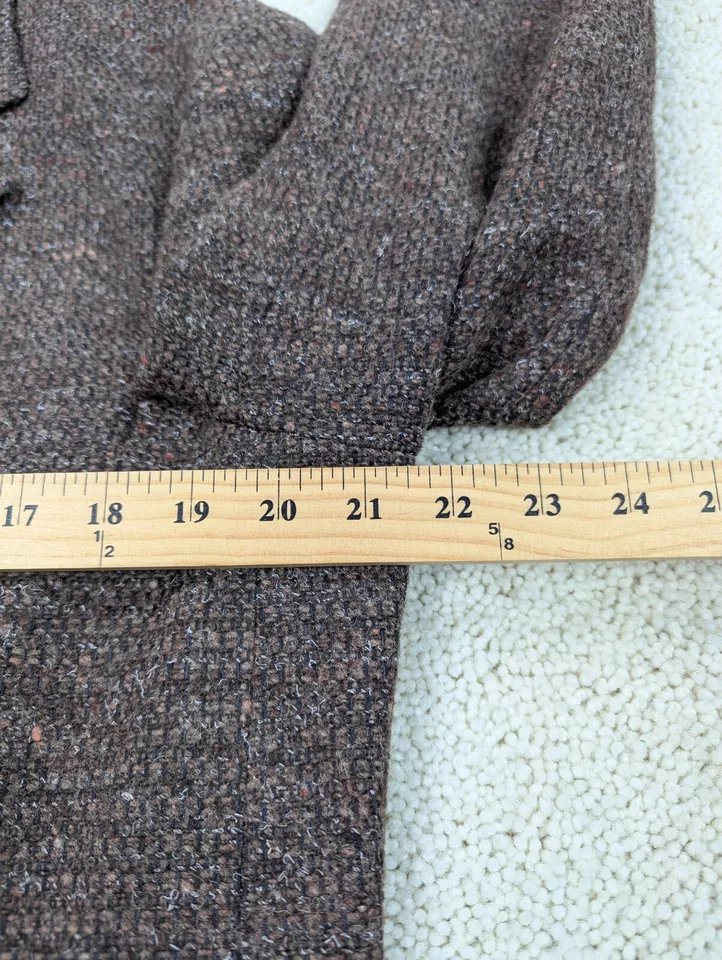 Sport Coat Mens Medium Brown Wool Tweed Blazer Suit Jacket Made in Italy 3Button - Image 3 of 4