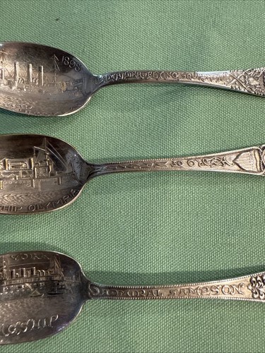 3 Flagship Spoons Admirals Schley, Sampson, Dewey Brooklyn, Olympia Homer (S208 - Picture 19 of 24
