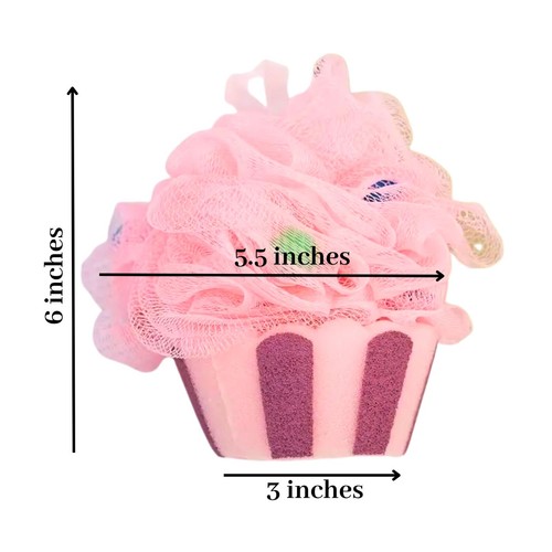 3 Stück Großer Cupcake Pouf Luffa für Kinder Erwachsene Peeling Bad Biskuit-Geschenkbeutel - Bild 9 von 9