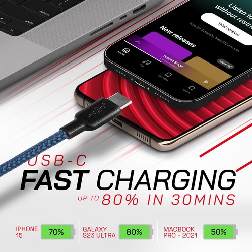 Wytrzymały kabel ładujący USB typu C pleciony szybka ładowarka do telefonu długi przewód 2m 3m - Zdjęcie 97 z 150