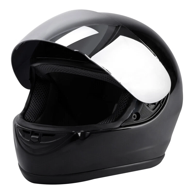 HELMET DOT Motorcycle Street Bike Adult Full Face On Road Silver