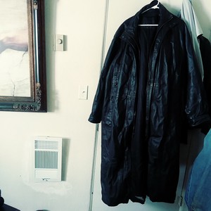 charles klein leather trench coat