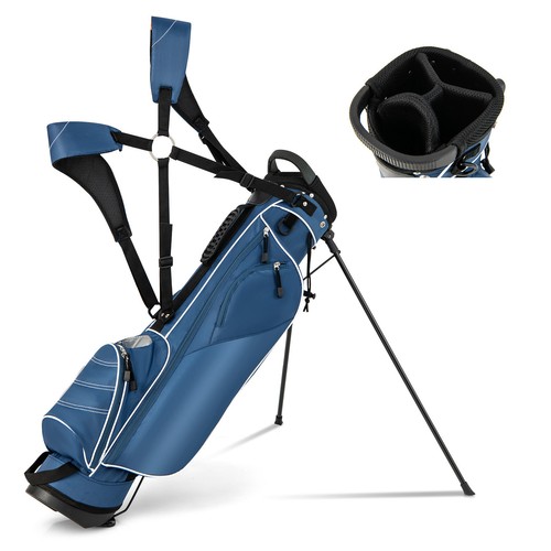Golf Stand Cart Bag Club w/4 Way Divider Carry Organizer Pockets Storage Blue