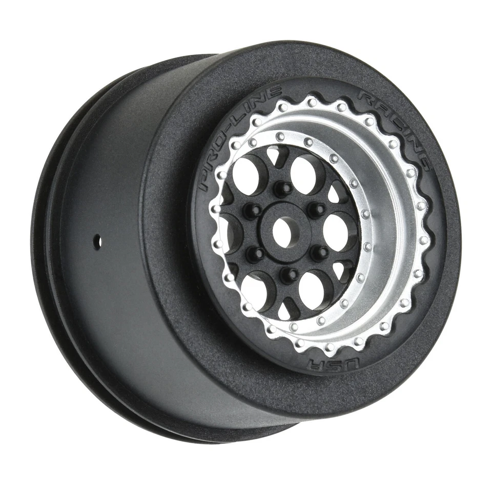 Pro-Line PRO283413 1/16 Showtime+ Rear 8mm Hex Wheels Blk/Sil (2) Losi Mini Drag - Image 3 of 4