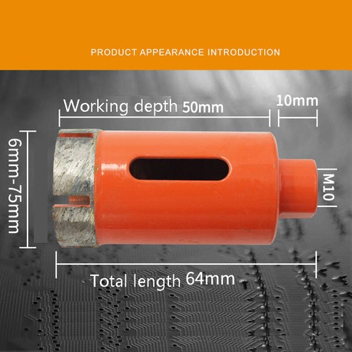 Sintering Diamond Hole Saw 6-75mm Marble Ceramic Concrete for M10 Angle Grinder - Picture 2 of 9
