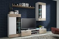 Top Wohnwand Tango Anbauwand Wohnkombi Wohnzimmer Sonoma Eiche Matt + Weiss Matt