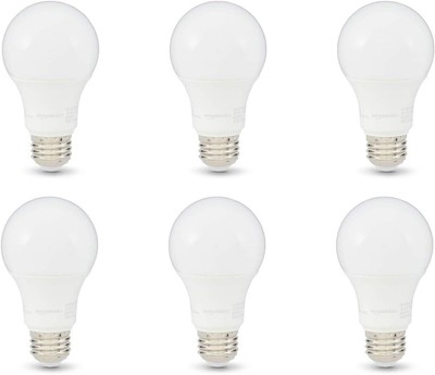 Amazon Basics A19 LED Light Bulbs, 75 Watt 6 Count (Pack of 1), Soft White 