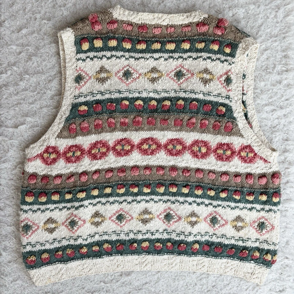 LL Bean Fair Isle Sweater Vest XL Vtg Hong Kong Knit Rare Unisex Preppy Spring - Image 2 of 4