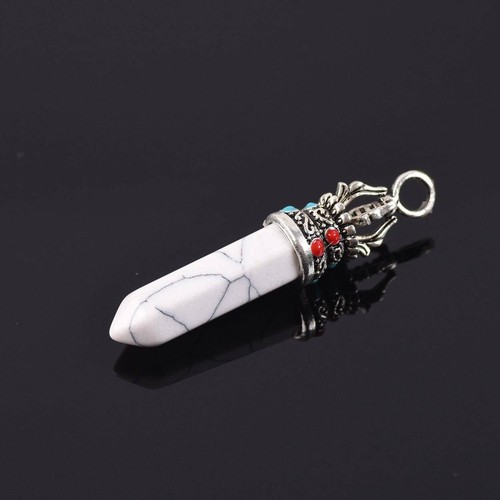 48x11mm Prism Natural Stone Gemstone Tibetan Silver Charms Crafts Pendants - Picture 4 of 11