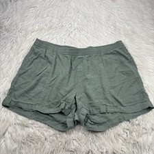 Old Navy Women's XL Green Linen Blend High Rise Pull On Shorts