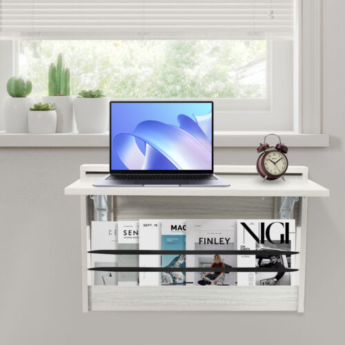 Folding Wall Table, Light Gray Fold Down Table Wall Mounted For Workbench, Home - Picture 2 of 20