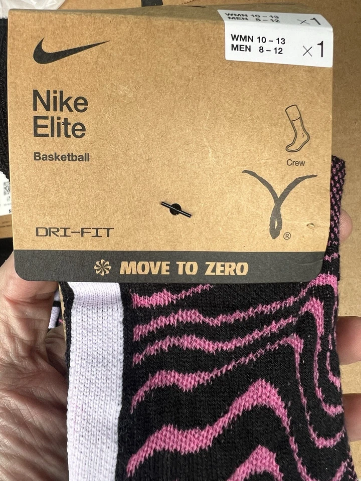 3 Pack Nike Elite Socks Mens Large 8-12 Pink Kay Yow Breast Cancer Awareness BCA - Image 3 of 3