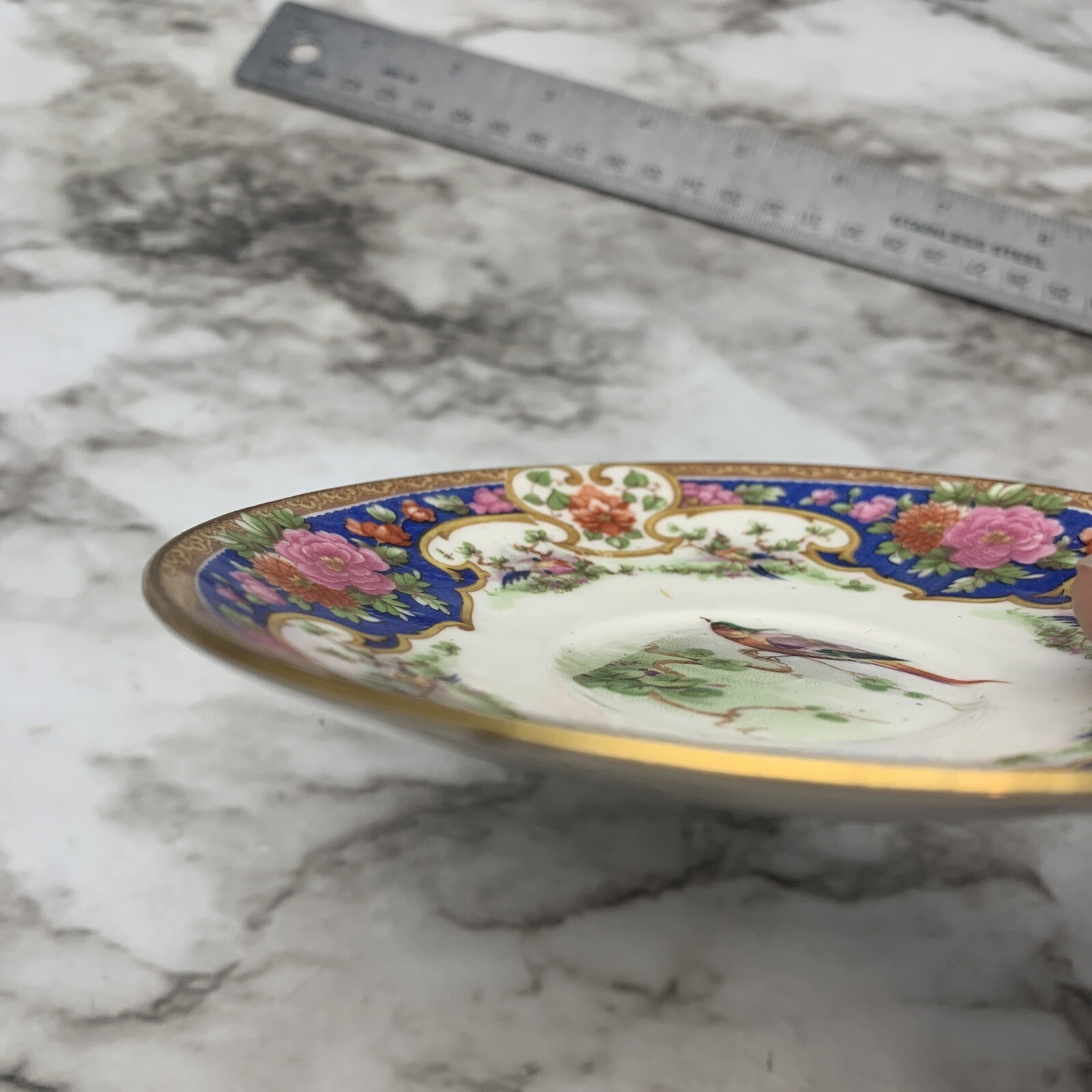 OLD SEVRES Birds Pattern SAUCER Shelley China England 648812 Blue Gold