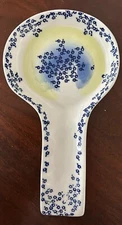 Anthropologie Claudia Spoon Rest Blue Floral Motif Whimsical 8.75”