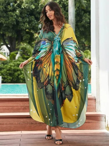Boho Style Plus Size Kaftan Beach Wear Dress Bathing Suit Cover-Up For Women NEW - Picture 7 of 17