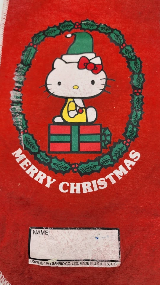 HELLO KITTY Medias de Navidad fieltro rojo Feliz Navidad acebo corona regalo -TAL CUAL Foto 2 de 4