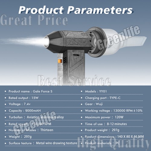 Portable Dry Blower Mini Turbo Jet Portable Air Blower 130000 RPM Electric Fan - Picture 14 of 18
