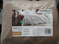 ClevaHome 6-Piece King Size Sheet Set Beige