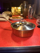 Vintage Calphalon 8782-2 Stainless Steel & Copper Saucepan 2-1/2 Quart with Lid