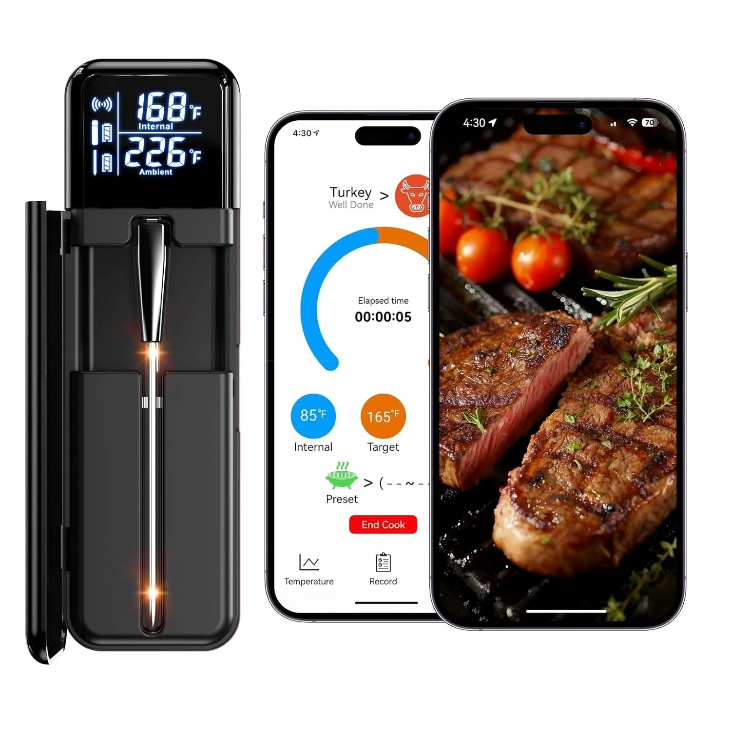 Wiresless BBQ Thermometer Meat Cooking Outdoor Dual Probes Bluetooth WiFi Combo
Opens in a new windo