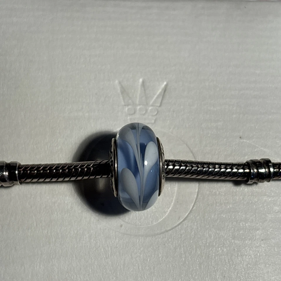 Genuine Pandora Murano Glass Bead "Light Blue Swirly Swirl" 790674 - retired - Image 4 of 4