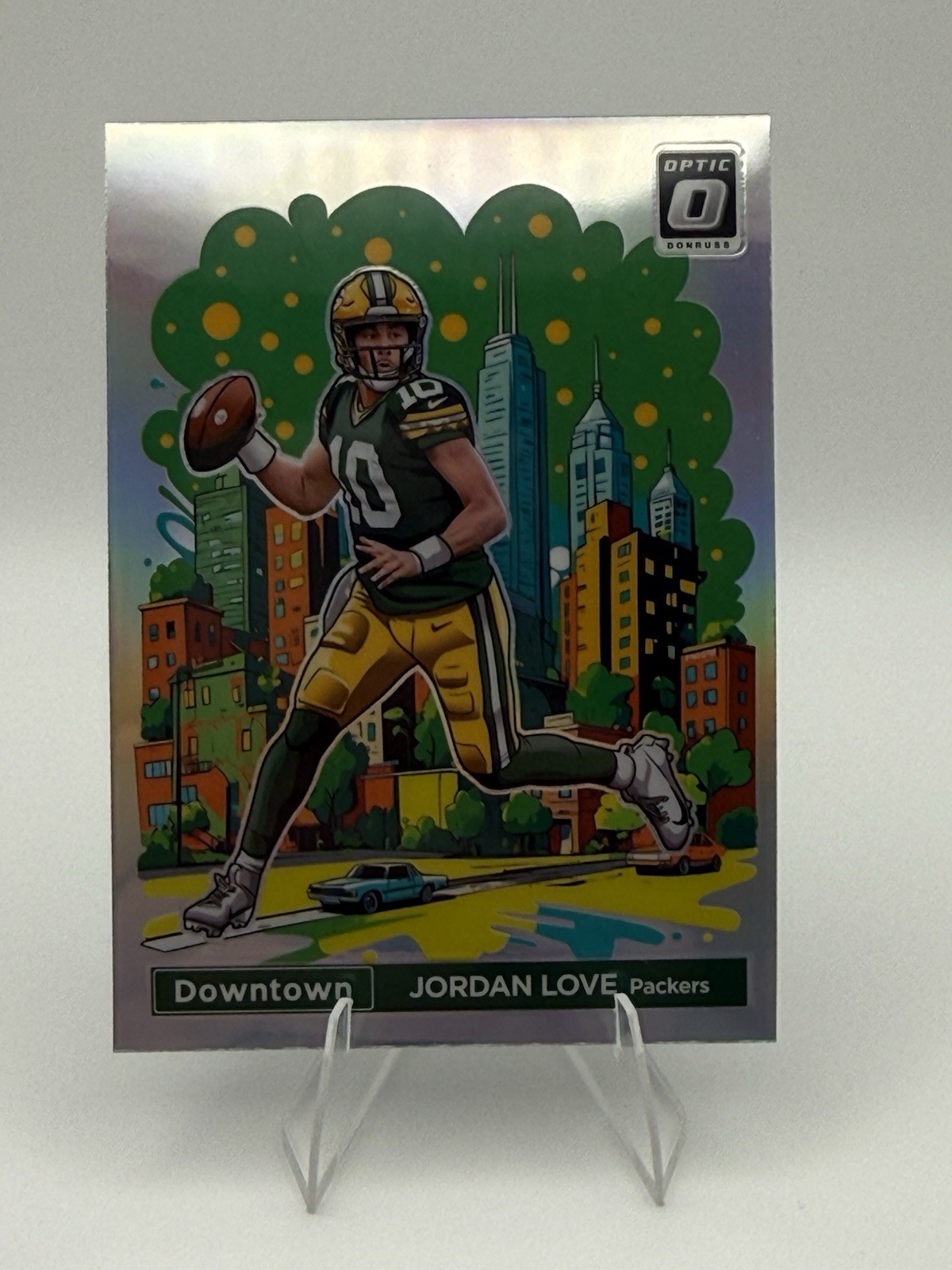 2024 Panini Donruss Optic Downtown Jordan Love #5 Packers Prizm Football Card