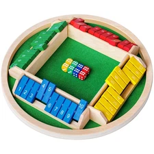 Shut The Box Dice Game,2-4 Player Family Wooden Board Table Math Games, 8 Dic...