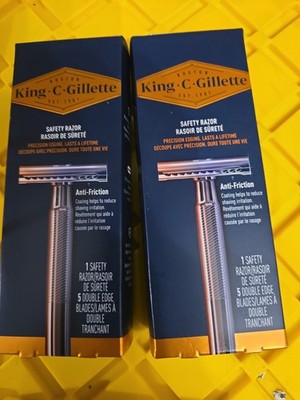 (2) King C Gillette Chrome Plated Handle Safety Razor, With 5 Blades Each